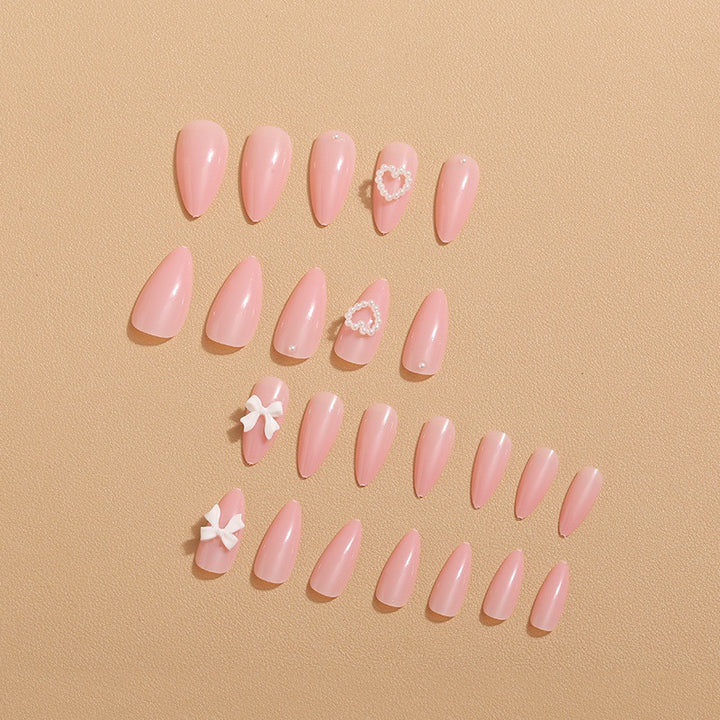 Artificial nails with 3D bow and pearl design Bowlift