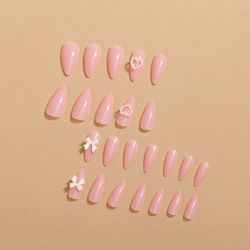 Artificial nails with 3D bow and pearl design Bowlift