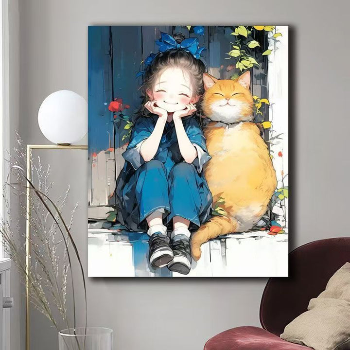 Illustrated Cat-Themed Wall Art Bowlift