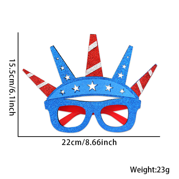 Unisex nan patriotic glitter novelty party glasses with USA letter topper Bowlift
