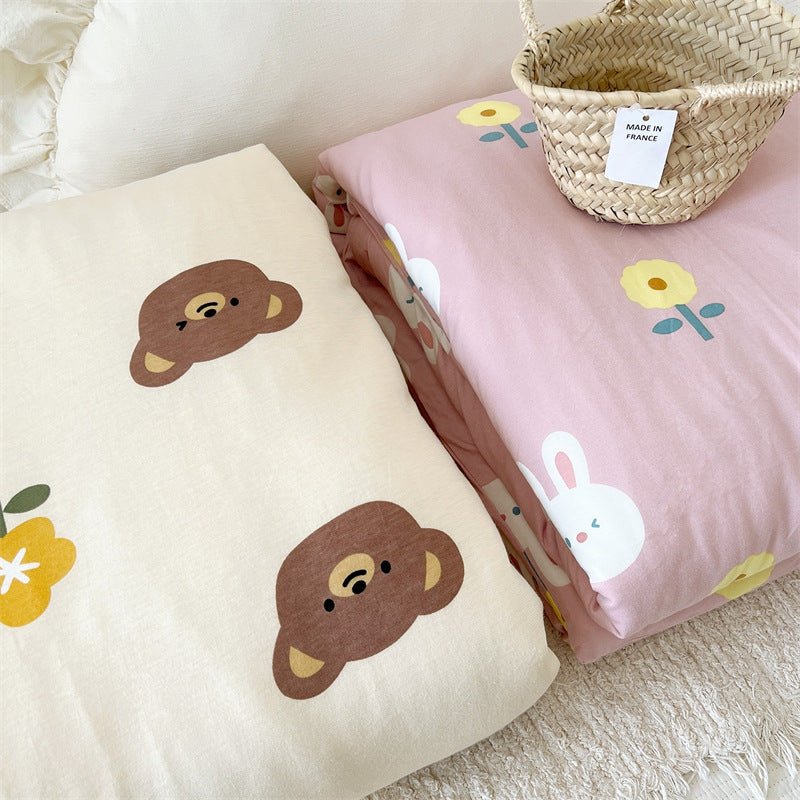 Women's Cozy Cotton Blanket with Loving Bear Pattern Bowlift