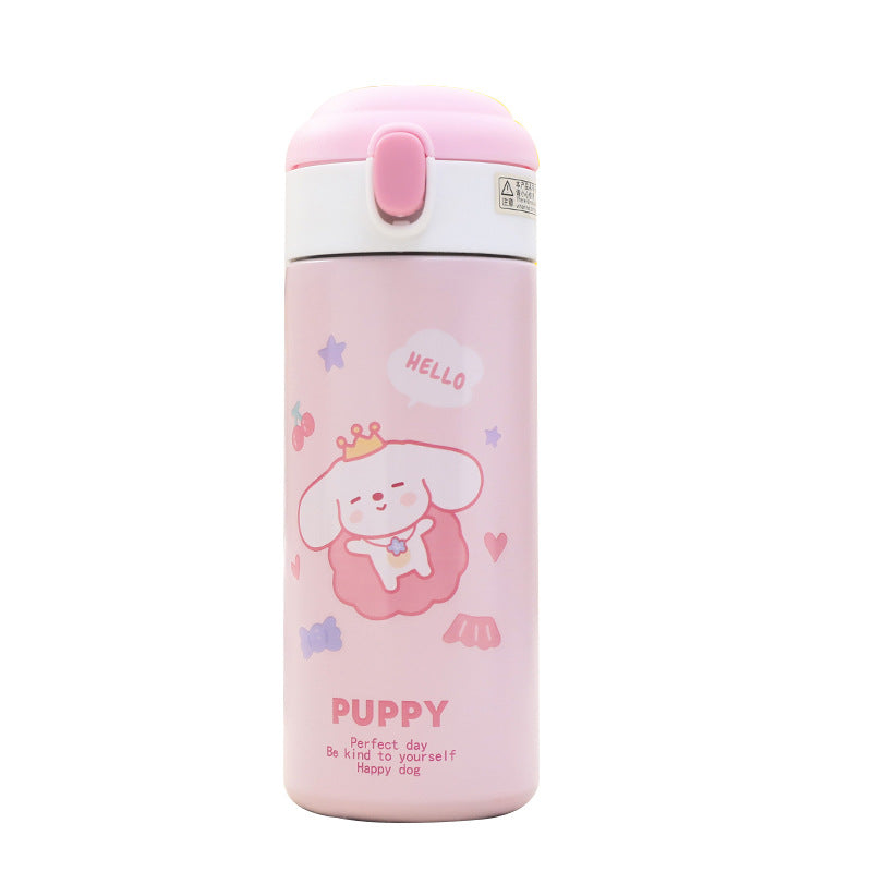 Women's Insulated Water Bottle with Cute Dog Motif Bowlift