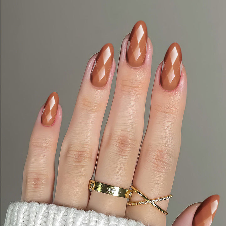 Premium Glossy Diamond-Shaped Press-On Nails Bowlift