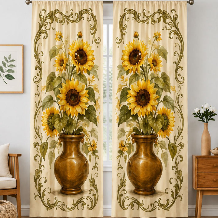 Floral Patterned Window Curtains