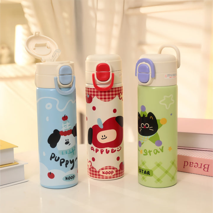 Insulated drinking bottle with cute design and practical closure Bowlift