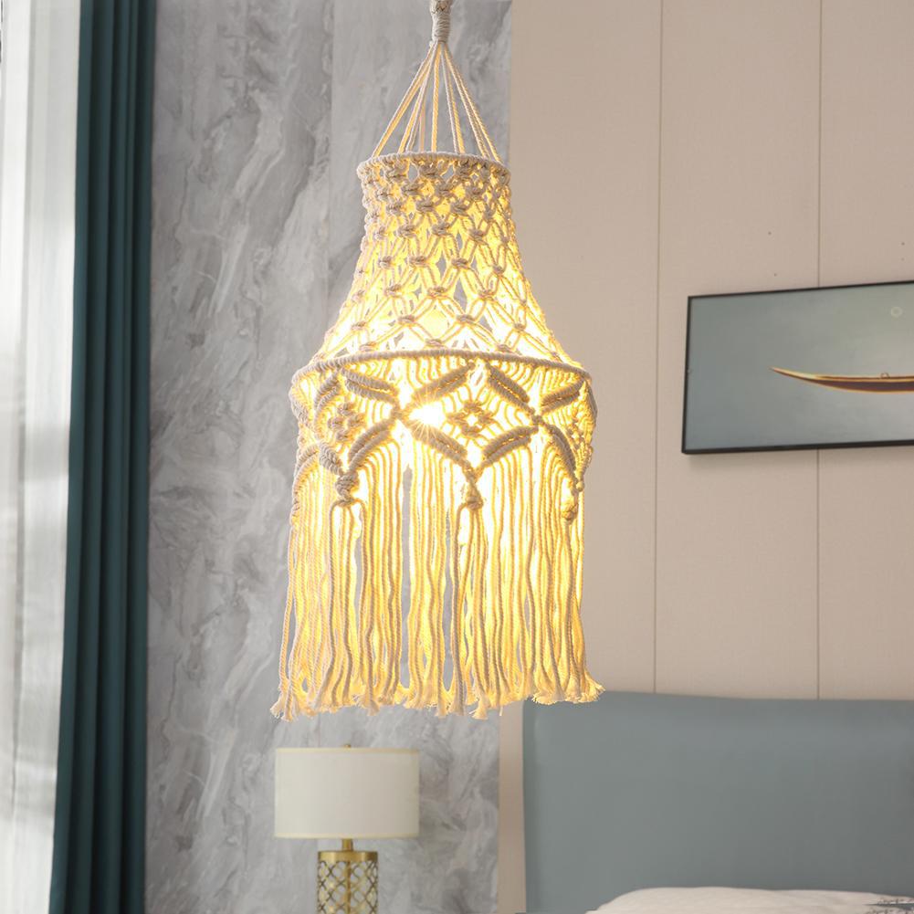 Elegant Macrame Hanging Lamp with Fringes Bowlift