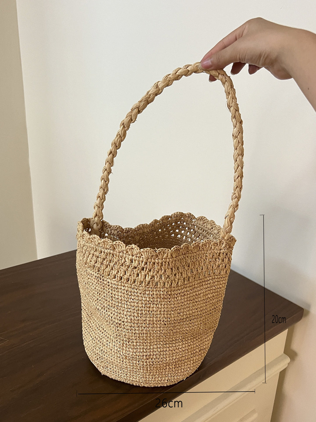 Handmade basket bag with braided handle Bowlift