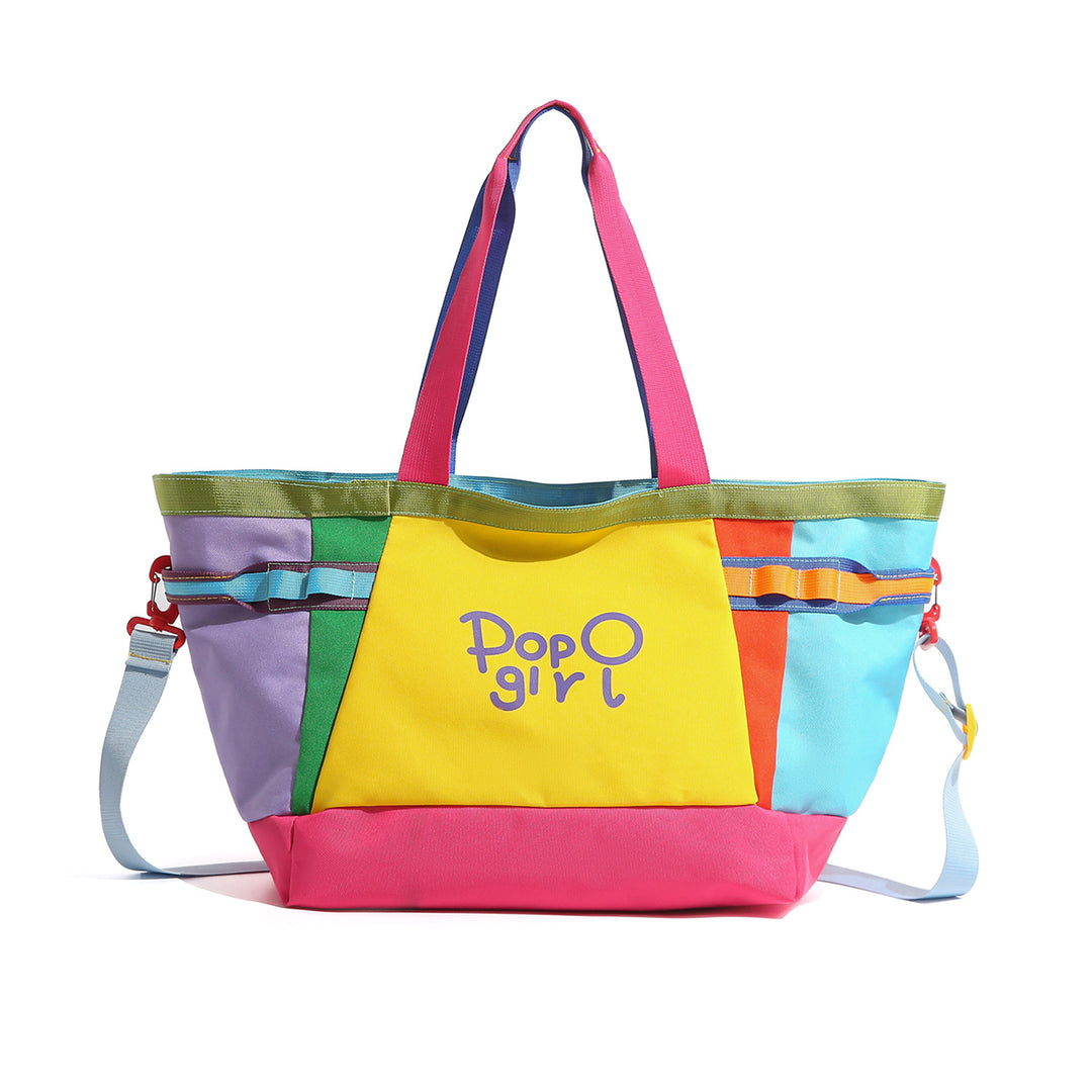 Colorful Multi-Pocket Beach Tote