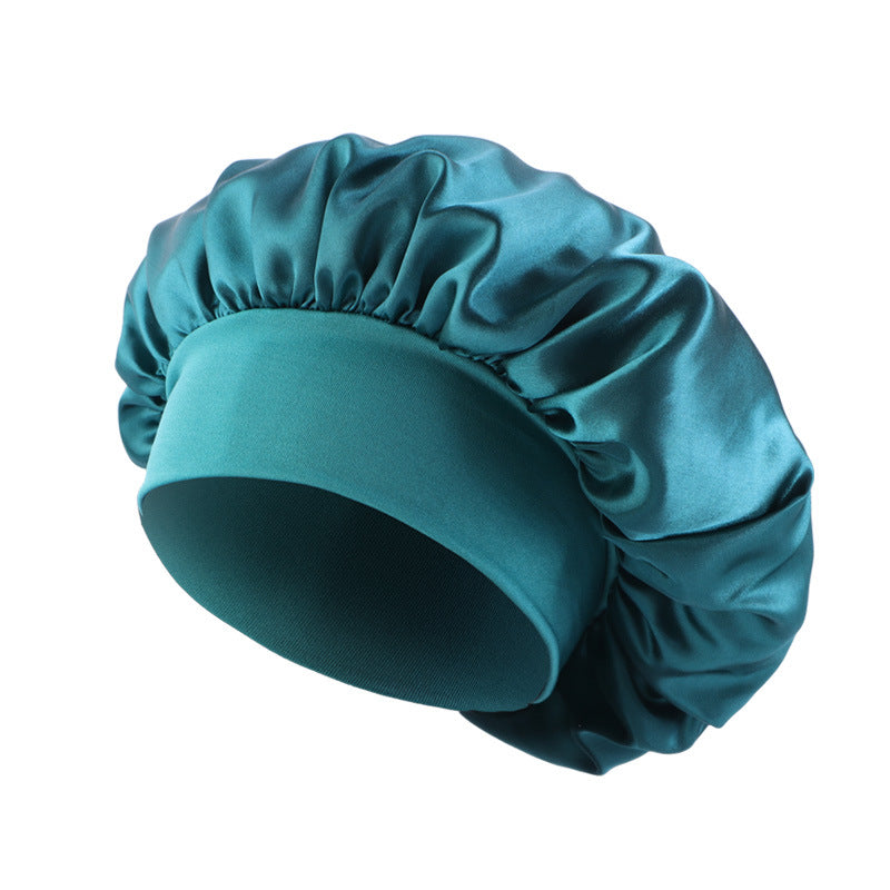 Satin sleep bonnet with wide protective elastic band Bowlift