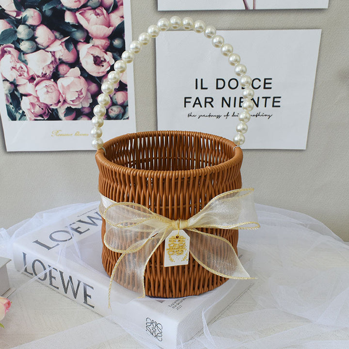 Elegant Handcrafted Rattan Tote Basket Bowlift