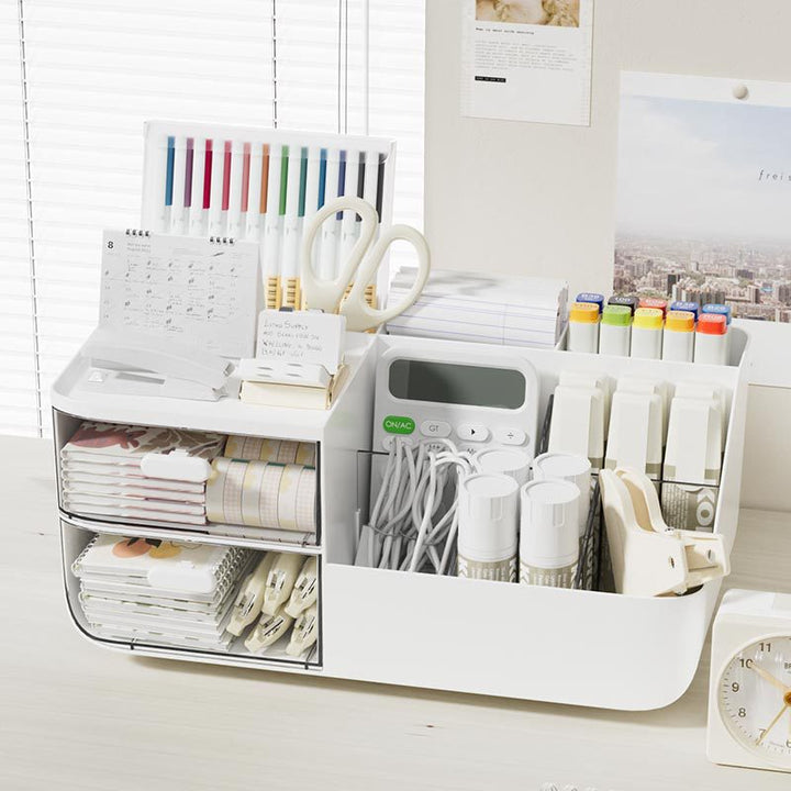 Multi-Functional Desk Organizer with Drawers and Compartments Bowlift