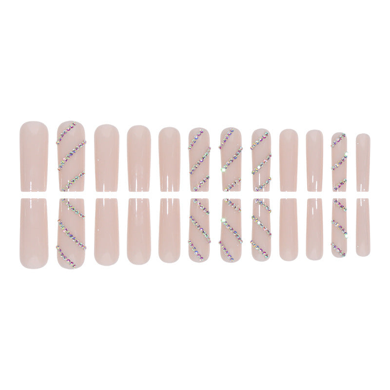 Rhinestone Embellished Long Acrylic Press-On Nails Bowlift