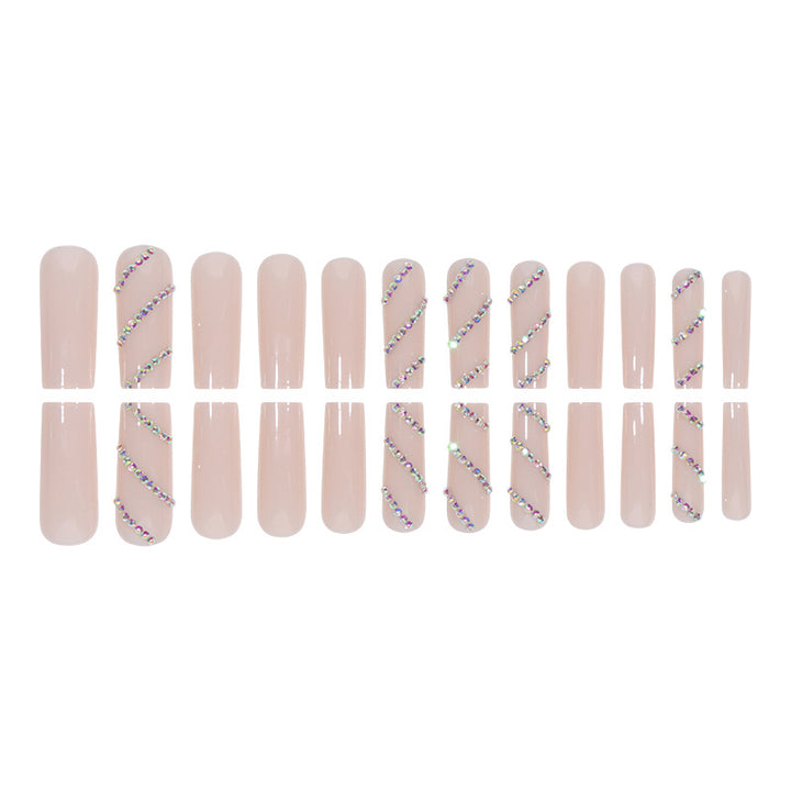 Rhinestone Embellished Long Acrylic Press-On Nails Bowlift