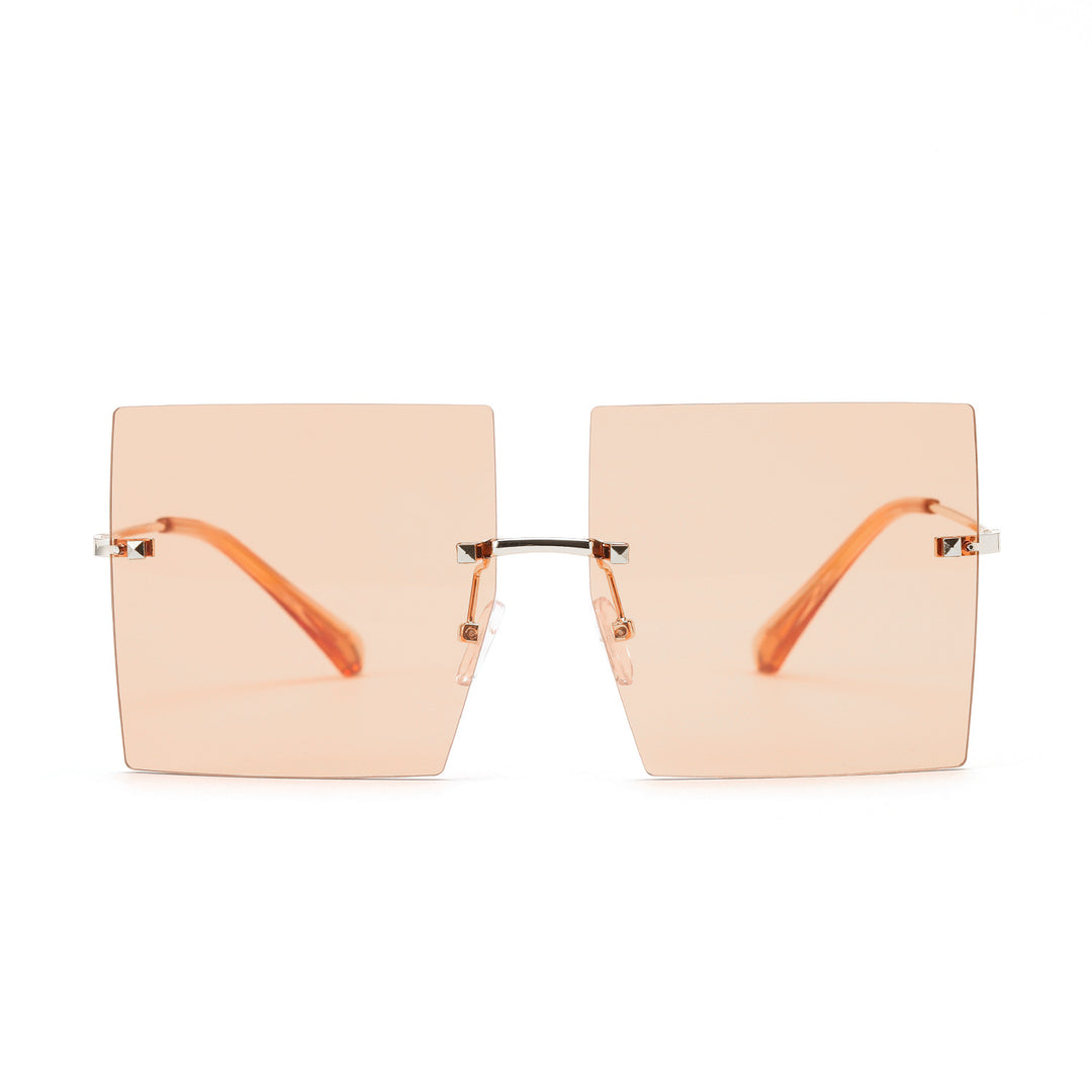 Women's fashion square sunglasses with wide lenses and delicate metal frame Bowlift