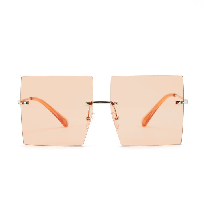 Women's fashion square sunglasses with wide lenses and delicate metal frame Bowlift