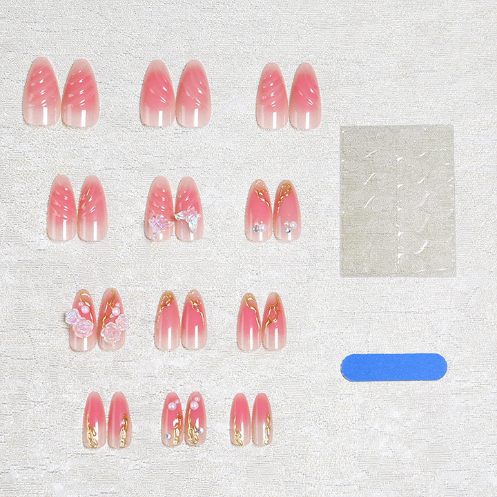Artful Nail Tips with Romantic Floral Design Bowlift