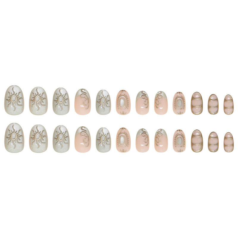 Artistic Sun-Embellished Press-On Nail Tips Bowlift