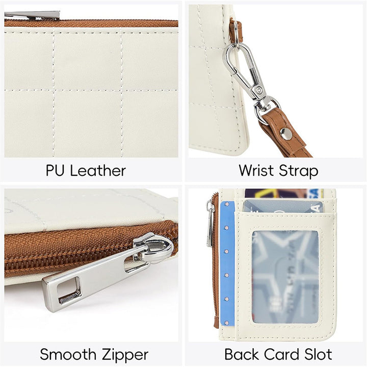 Elegant and Compact Wallet with Zipper and Wrist Strap Bowlift