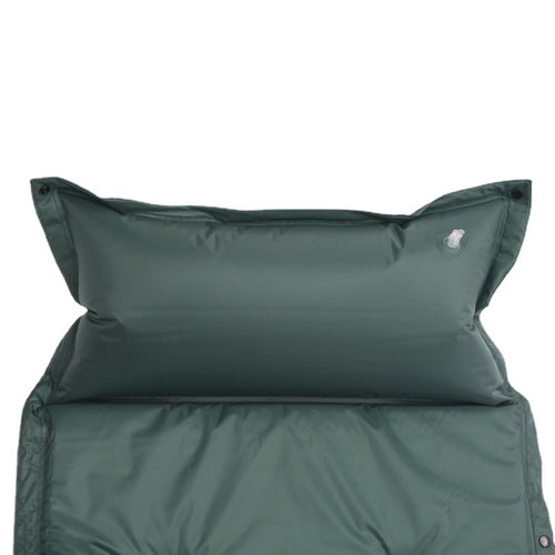 tufted insulated roll-out camping sleep mat with integrated pillow and modular snap connectors Bowlift