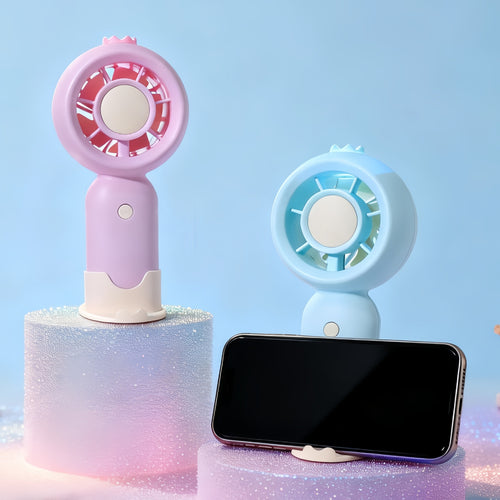 Ladies portable battery-operated fan with LED lighting Bowlift