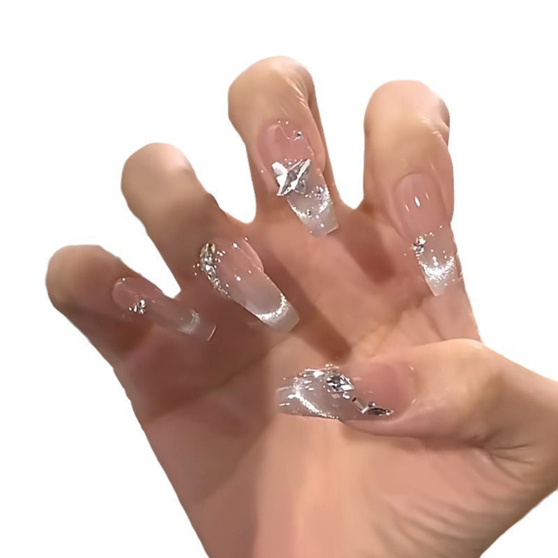 Creative artificial nails with cute animal motifs and elegant French tip design Bowlift