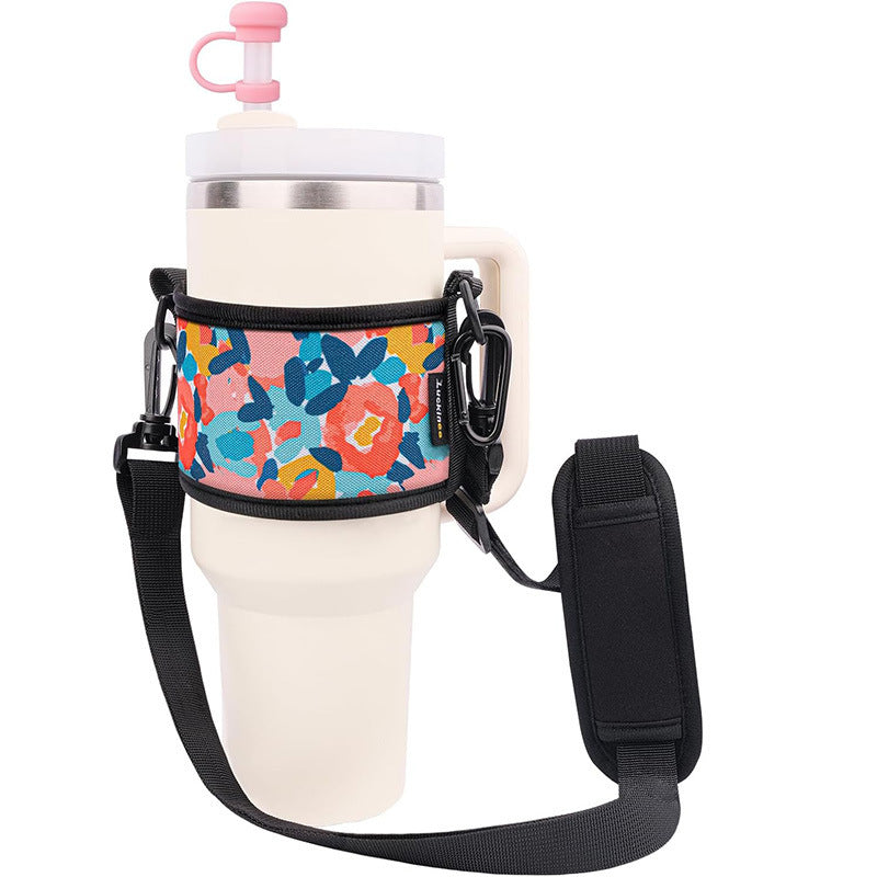 Unisex Portable Cup Holder with Shoulder Strap Bowlift