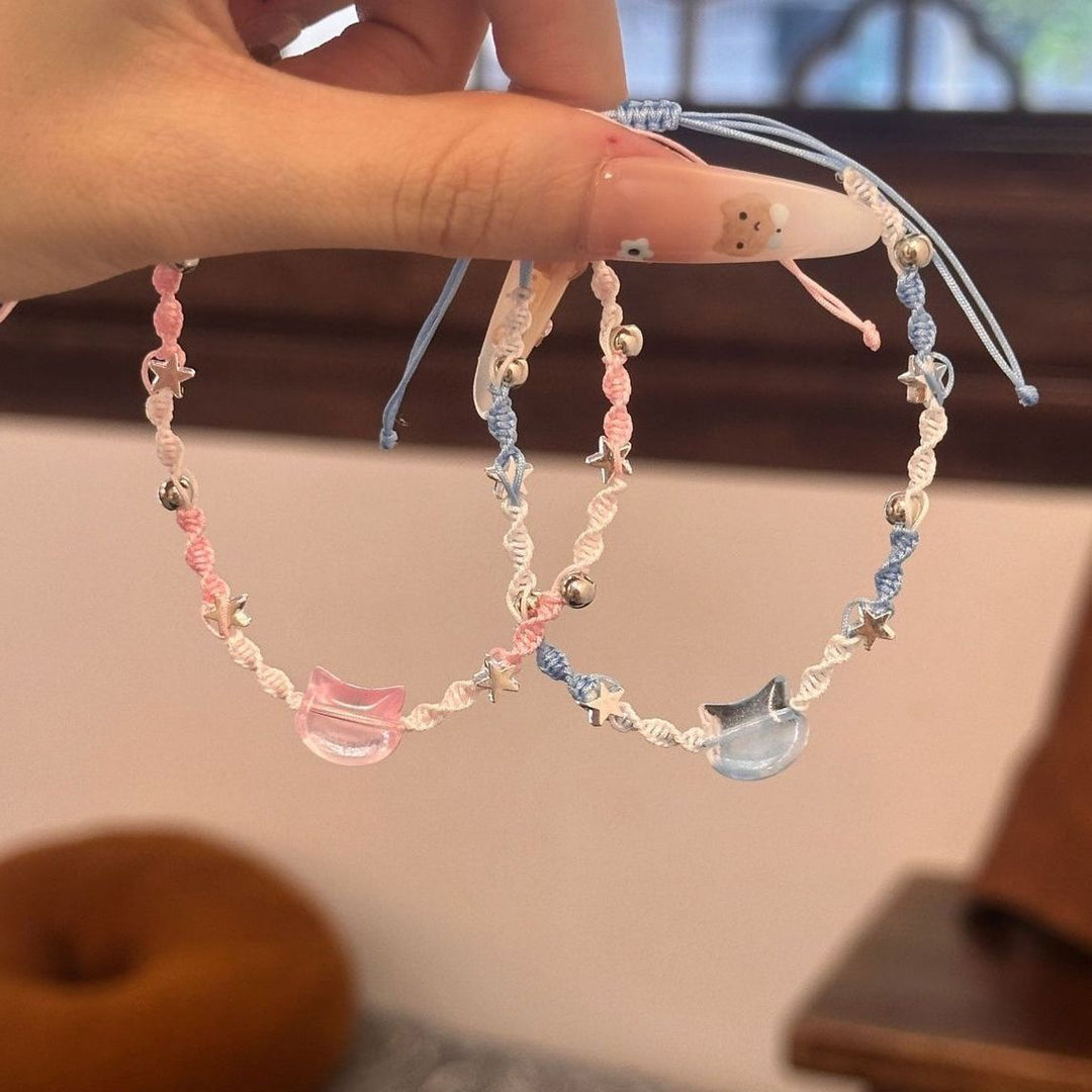 Adjustable Cat-Themed Charm Bracelet Bowlift