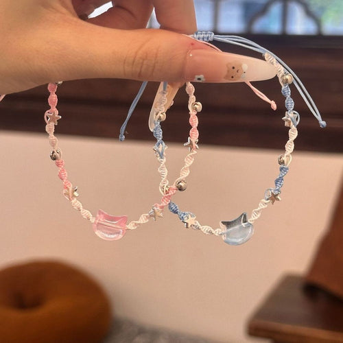 Adjustable Cat-Themed Charm Bracelet Bowlift