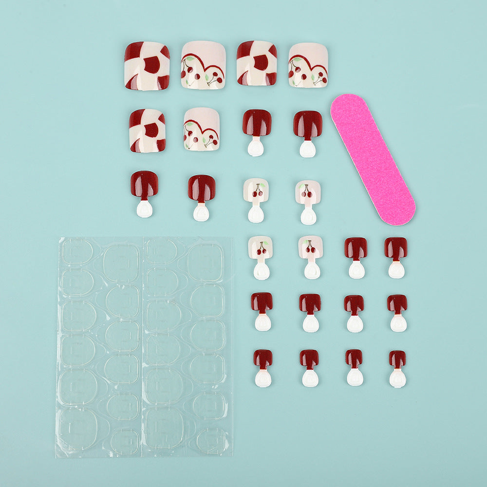 Artificial nails with fresh cherry design Bowlift