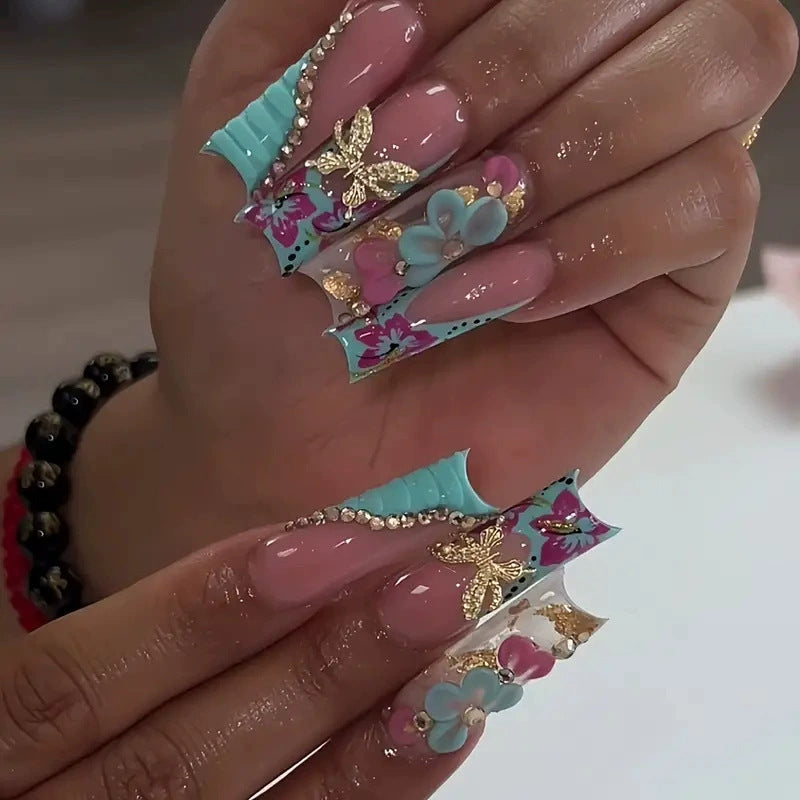 Decorative Long Press-On Nail Extensions Bowlift