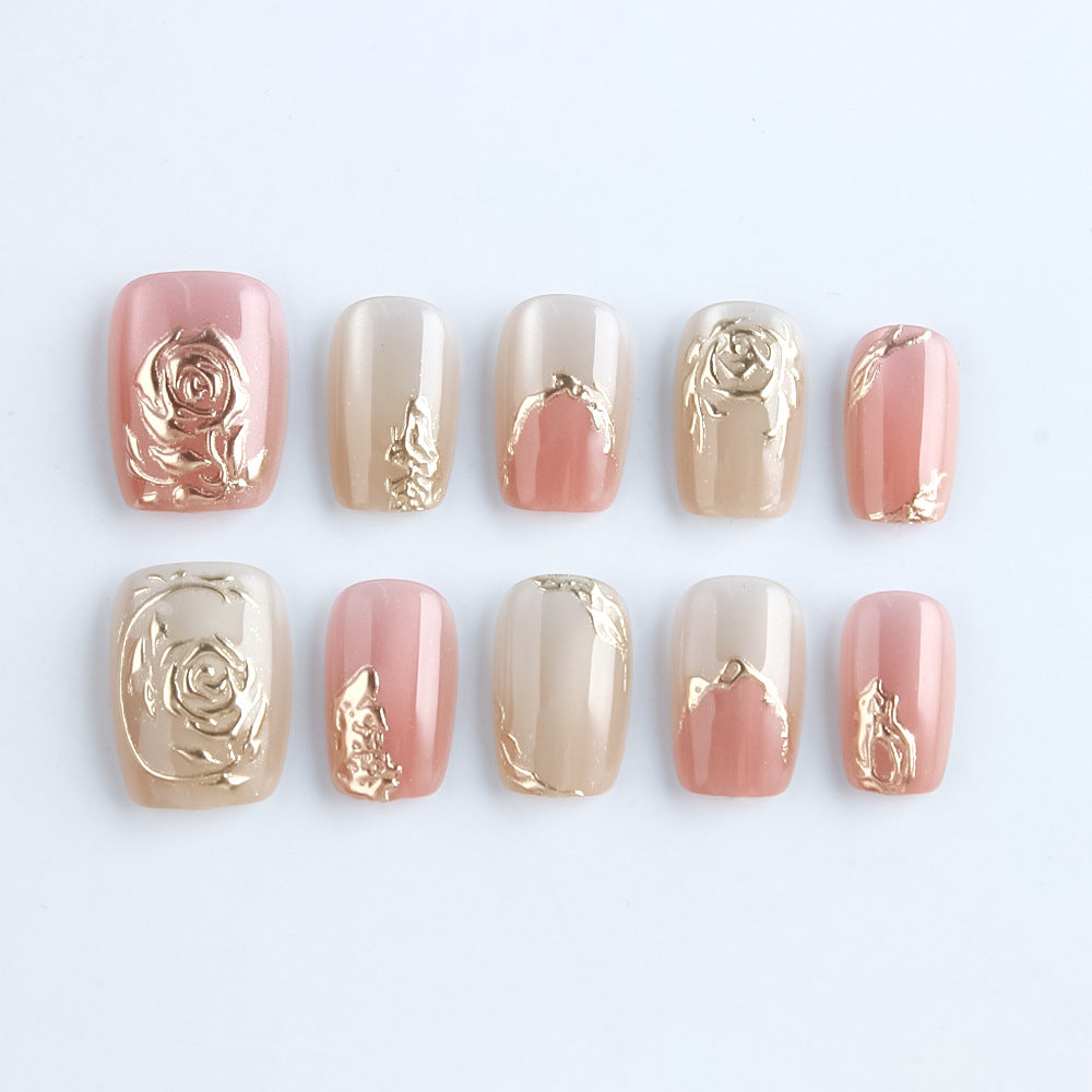 Elegant Floral Press-On Nail Art Set Bowlift