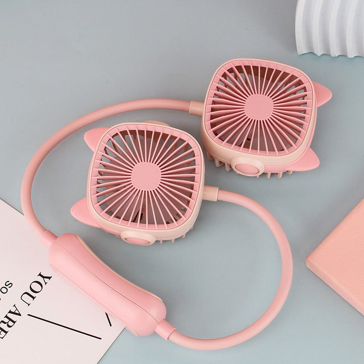 Ladies wearable neck fan with dual design Bowlift