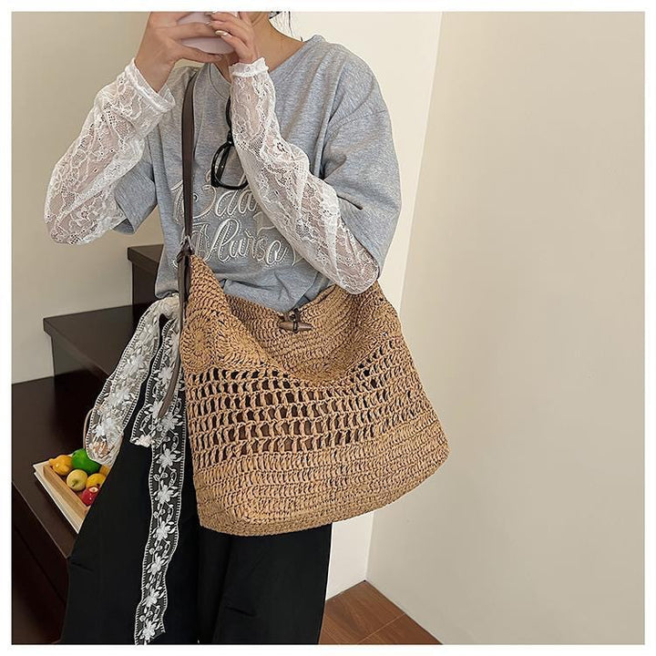 Braided summer handbag with practical leather handles Bowlift