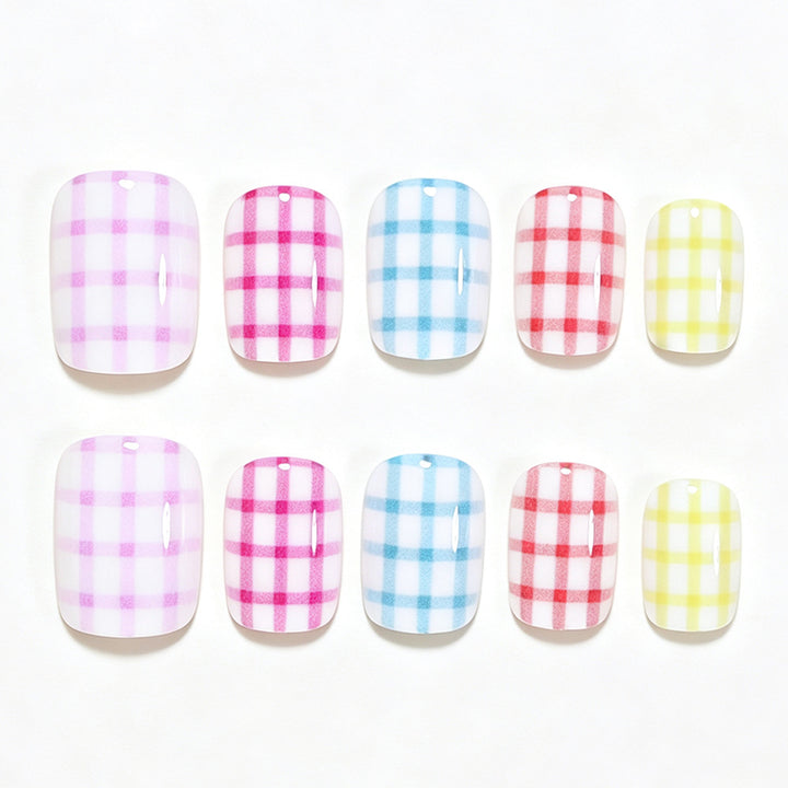 Gingham Pattern Nail Art Wraps Bowlift