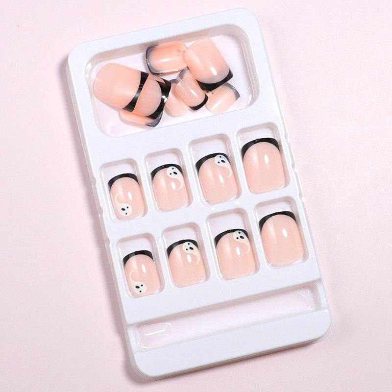 Artistic Ghost-Themed Press-On Nail Set Bowlift