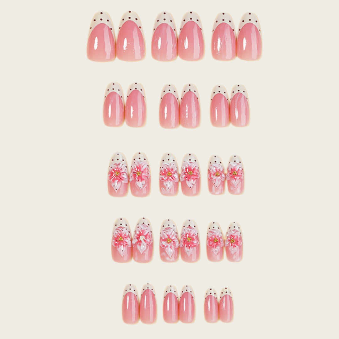 Decorative Floral Press-On Nail Set Bowlift