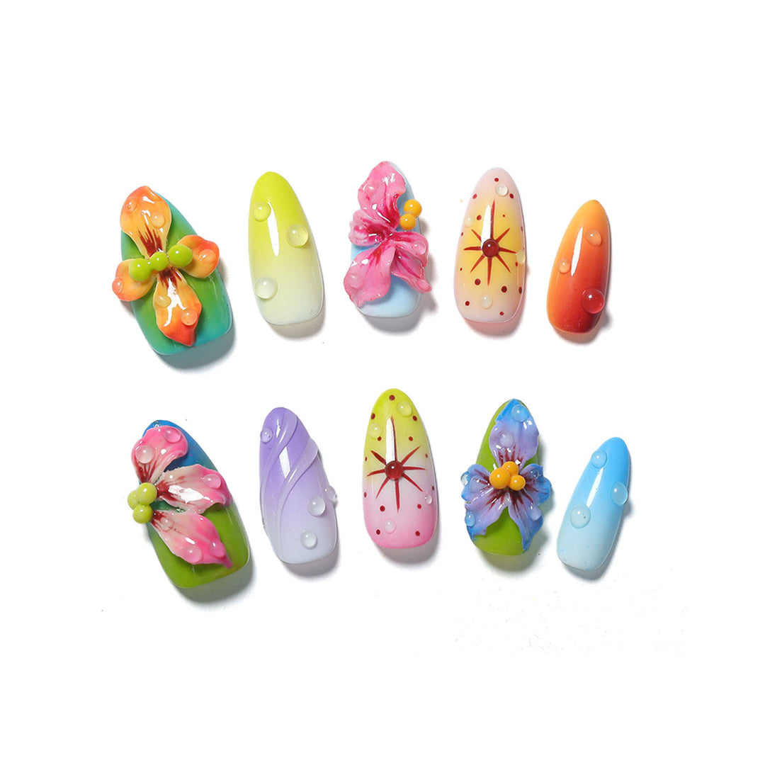 Creative nail set with handcrafted flower elements Bowlift