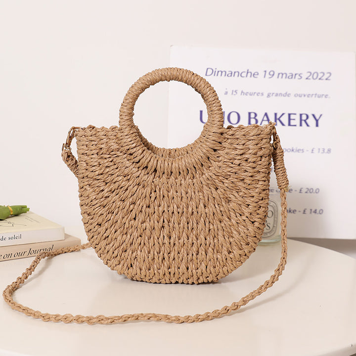 Trendy Bast Bag with Round Handle and Textured Design Bowlift
