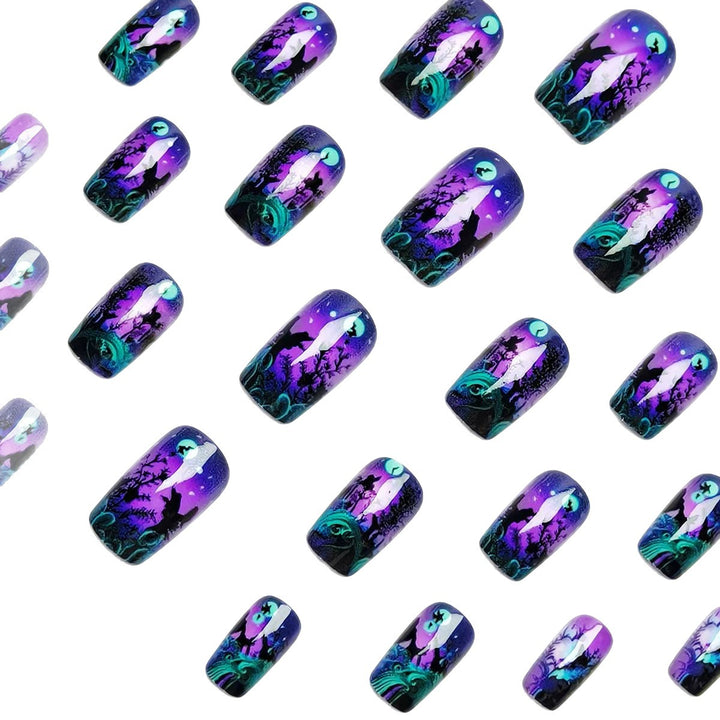 Nail art design with butterfly and night motif Bowlift