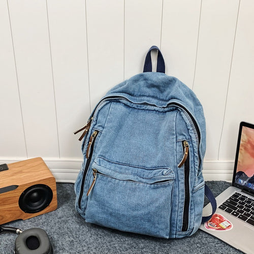 Casual Denim School Backpack