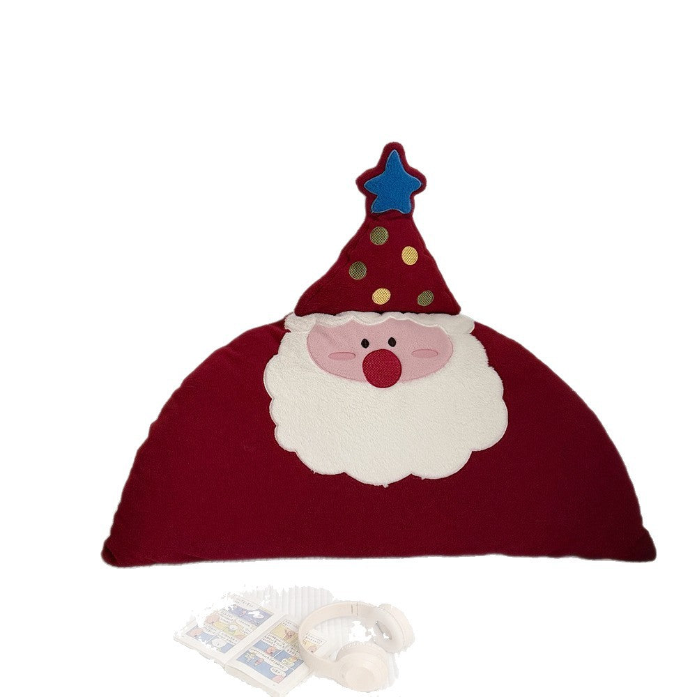 Christmas cuddle pillow in Santa face with soft plush cover and appliqués
