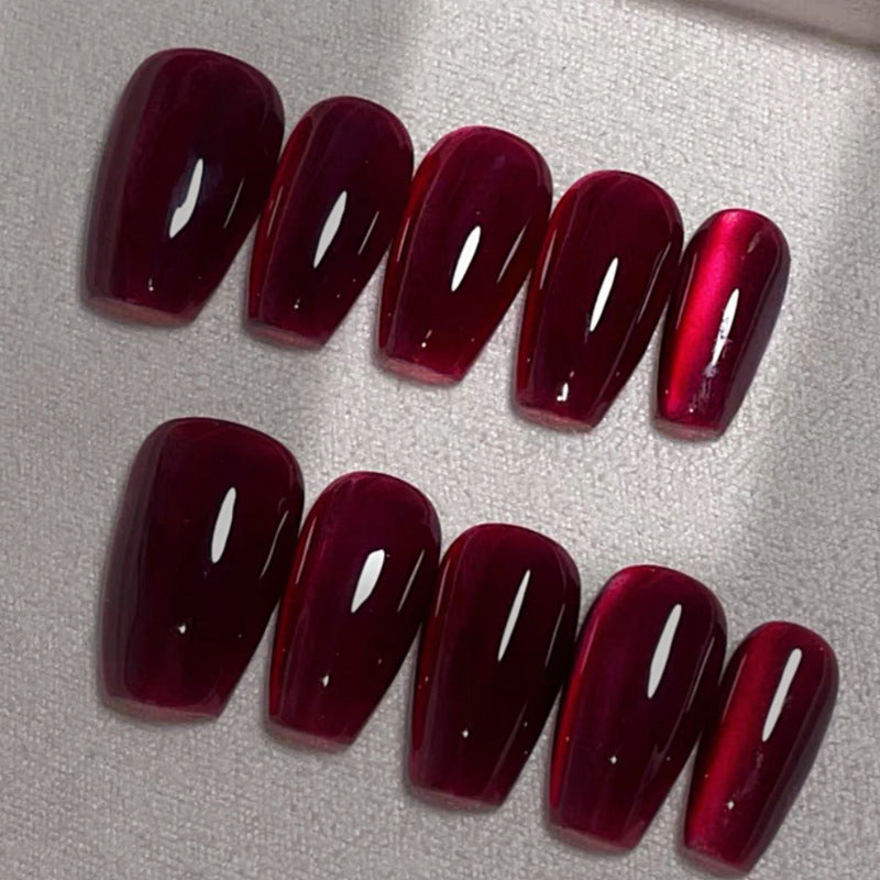 Glossy Deep Red Press-On Nails Bowlift