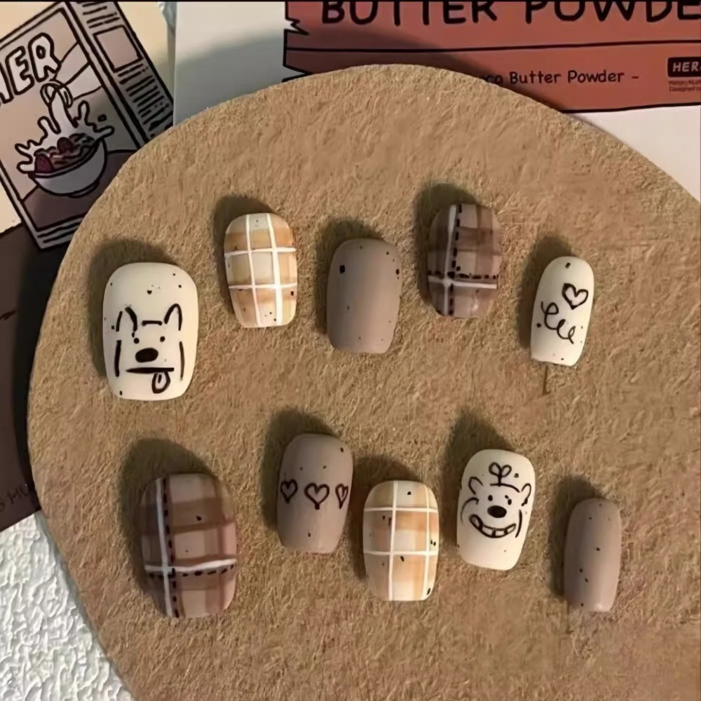 Artistic Press-On Nail Set with Unique Character Designs Bowlift