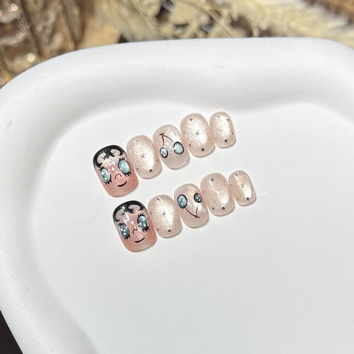Playful Cherry-Themed Press-On Nail Set Bowlift