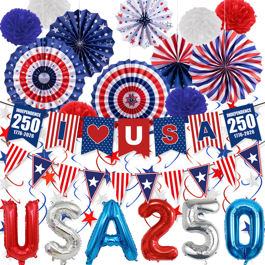 Unisex decorative pennant chain made of weatherproof polyester with star-and-stripe motif and robust attachment tape Bowlift