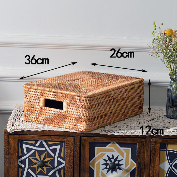 Women rectangular rattan storage basket Bowlift
