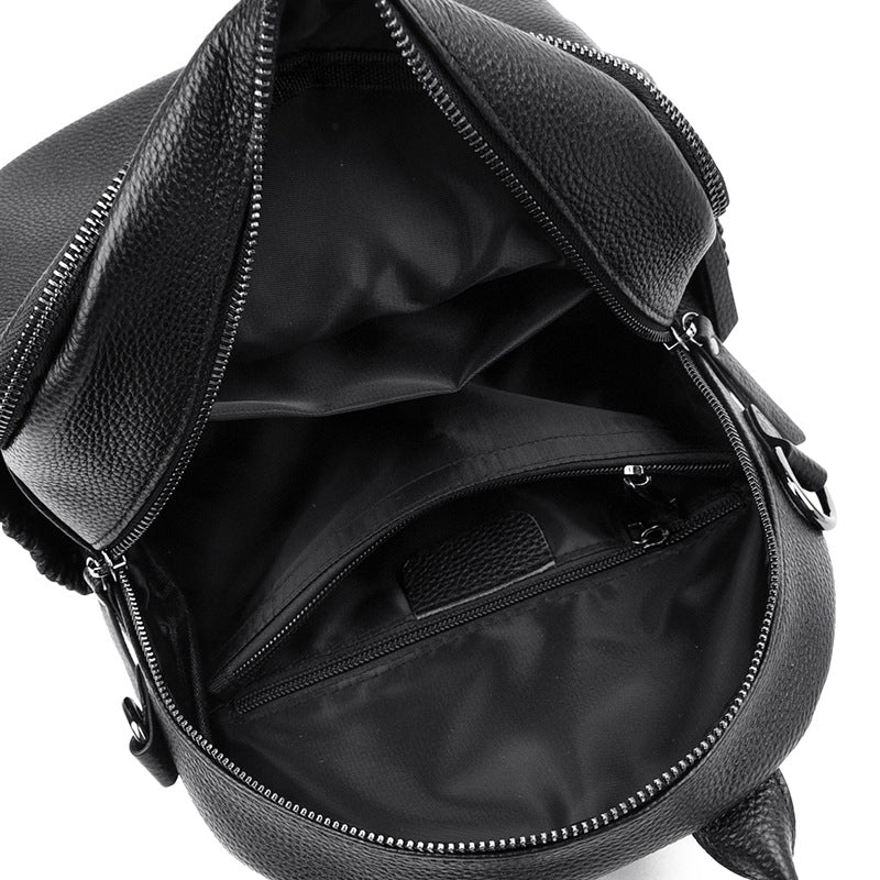 Multi-Functional Textured Leather Backpack Bowlift