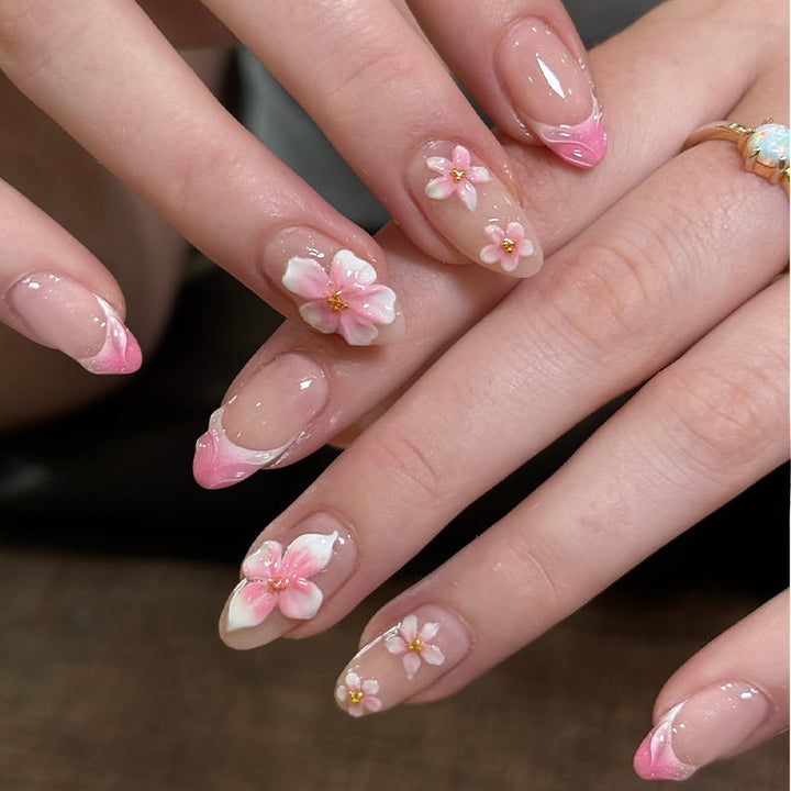 Decorative Floral Design Press-On Nails Bowlift