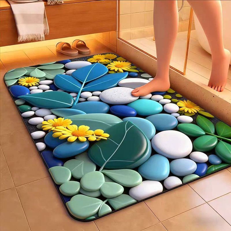 Decorative Floral Pattern Bath Mat Bowlift
