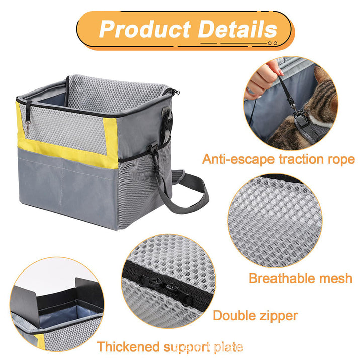 Padded Front Bicycle Pet Carrier Basket with Safety Leash and Reflective Trim Bowlift